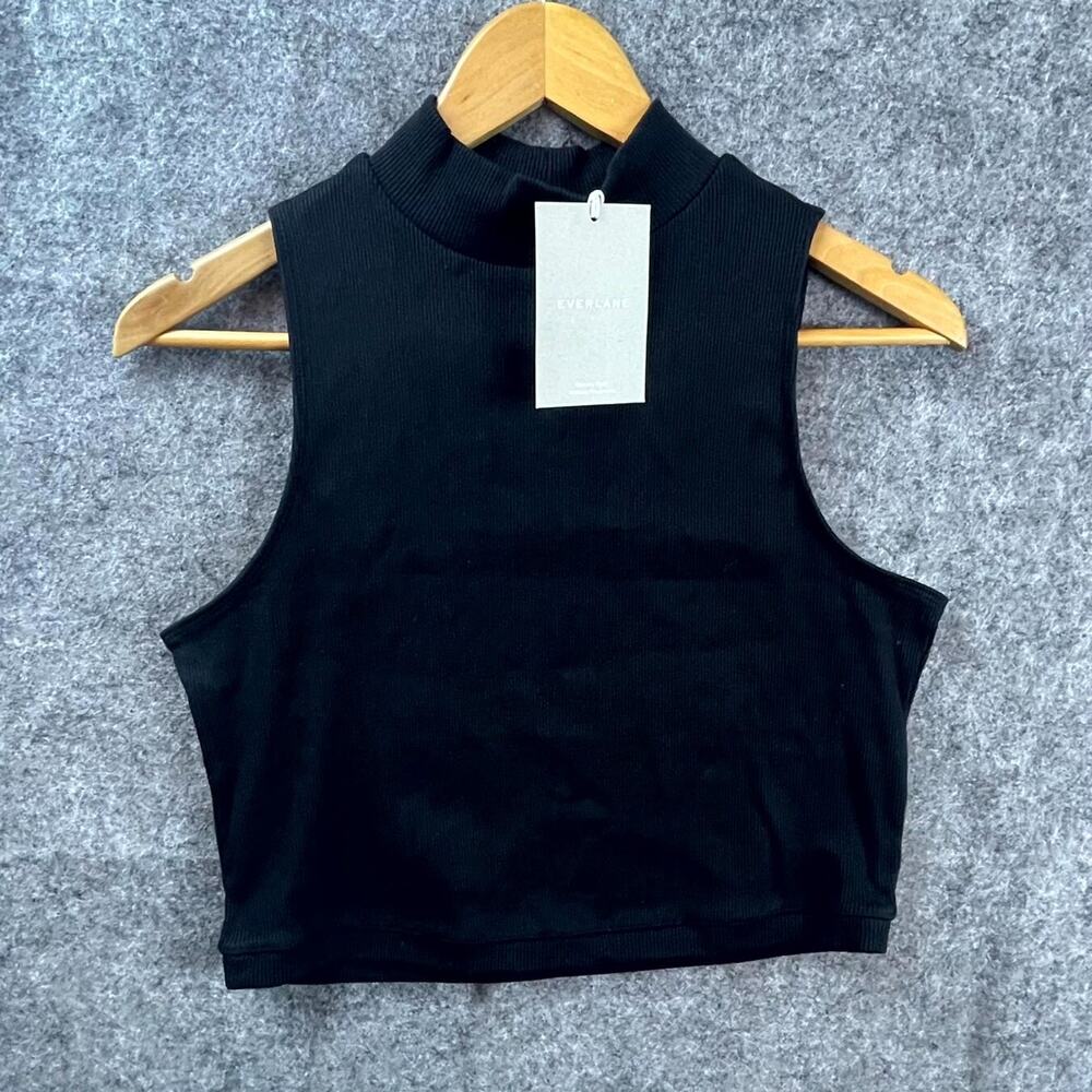 Everlane Sweater Vest Women Medium Black Organic Knit Ribbed Basic Layer Neutral